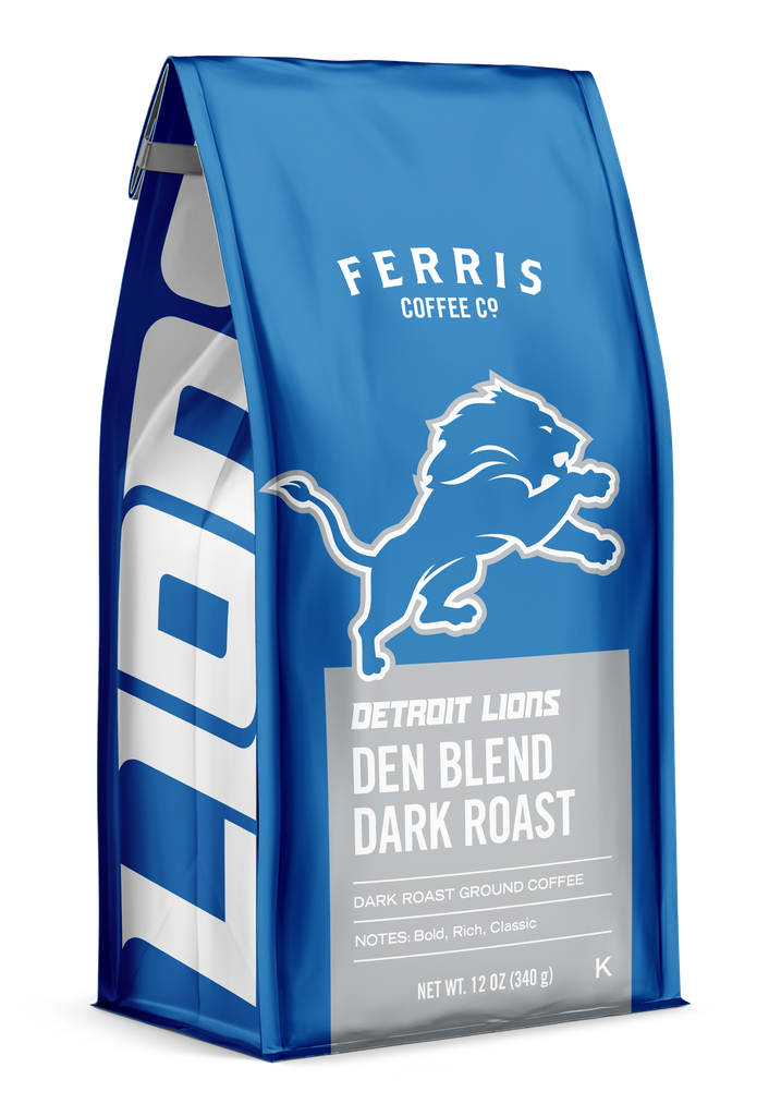 DEN BLEND DARK ROAST - DETROIT LIONS - 6/12 OZ BAGS - GROUND