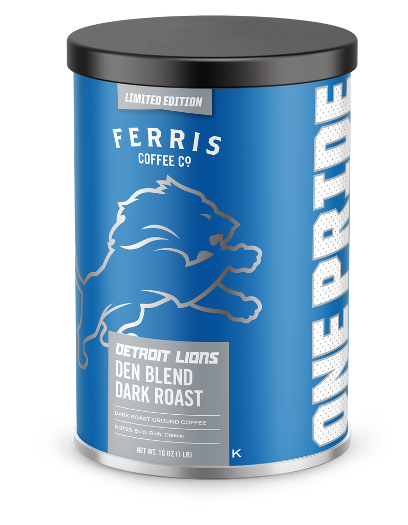 DEN BLEND DARK ROAST - DETROIT LIONS - 6/16 OZ CANS - GROUND